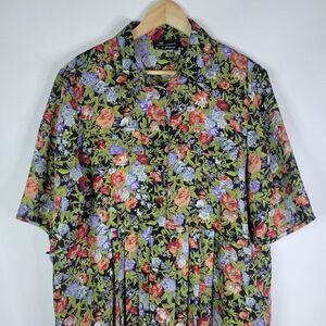 Stitches The Dress Co Vintage Floral Semi Button-Up Midi Dress
